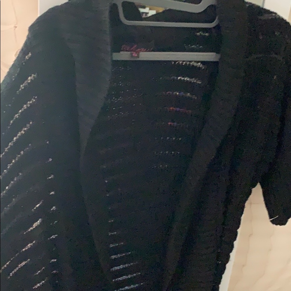Light 3/4 Sleeve Black Cardigan Size M